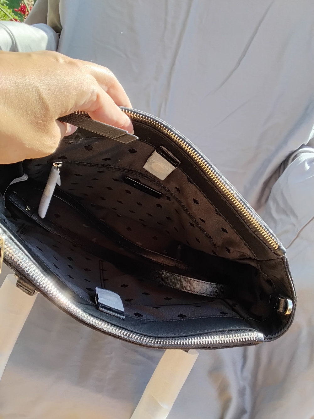 kate spade Dawn Black Satchel with Gold Logo Plate - Picture 10 of 11